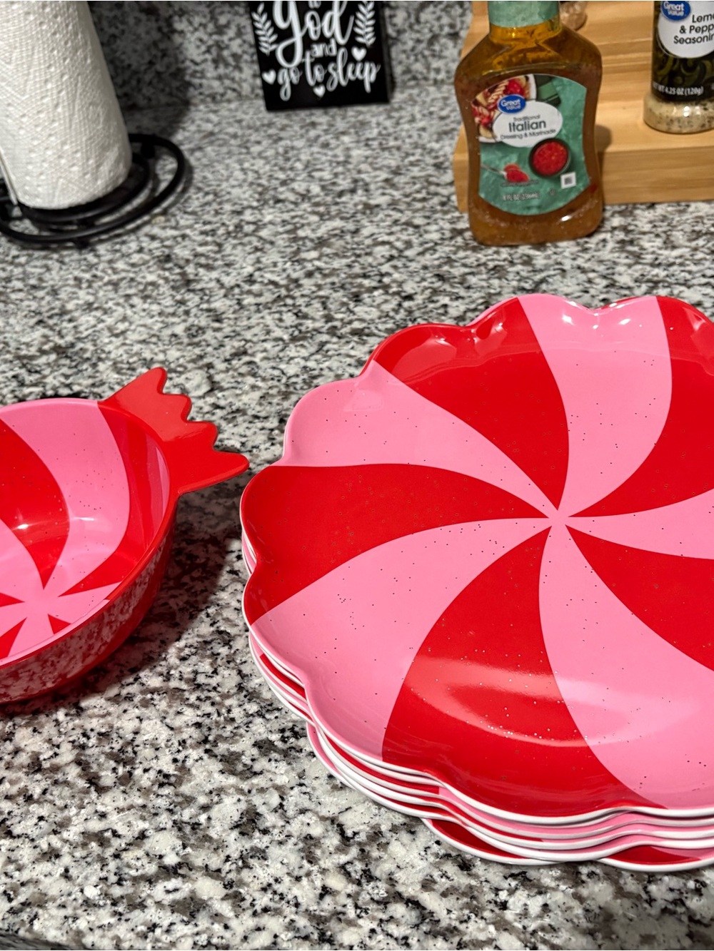 Red & Pink Swirl Melamine Serving Bowl Set